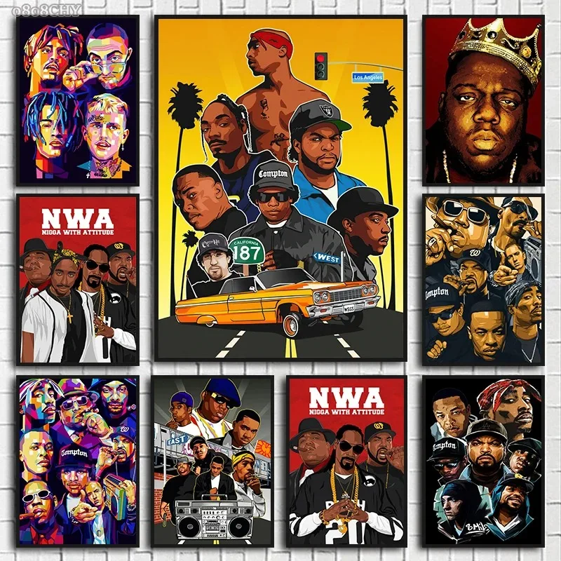 Canvas Wall Art Legends of Hip Hop Singers Posters Gift Rappers 2PAC B.I.G. Music Stars Pictures Wall Art Decoration Paintings