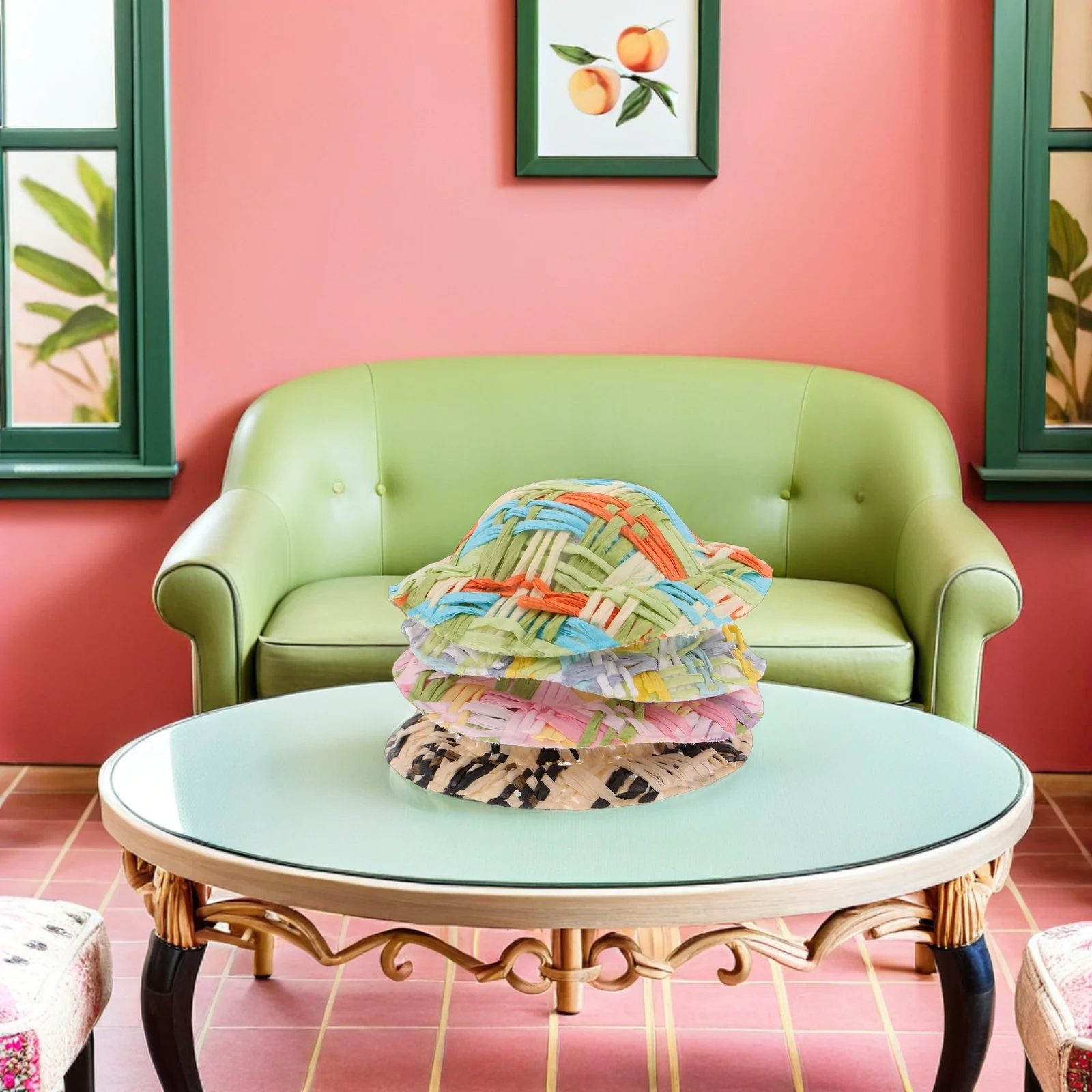 

40pcs Mini Woven Straw 1:12 Scale Accessories Diy Craft Sombrero For Party Decor Mini Grass Hat Mexican Fiesta