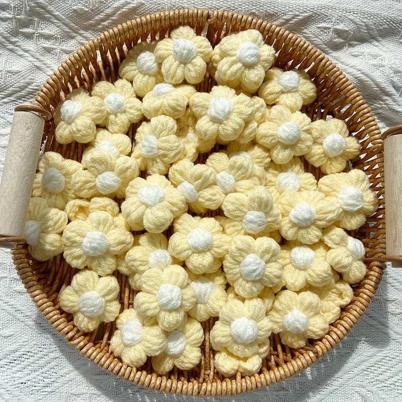 40Pcs High Quality Handmade Simulation Flowers Hand-knitted Flower Applique Clothes Shoes  Wedding Hats Decorative Accessories
