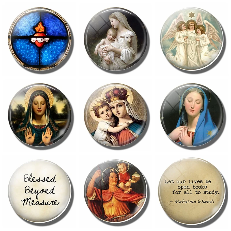 Bible Fridge Magnet Virgin Mary Jesus Christ Angel Sacred Heart Refrigerator Sticker Christmas 30mm Glass Note Message Holder