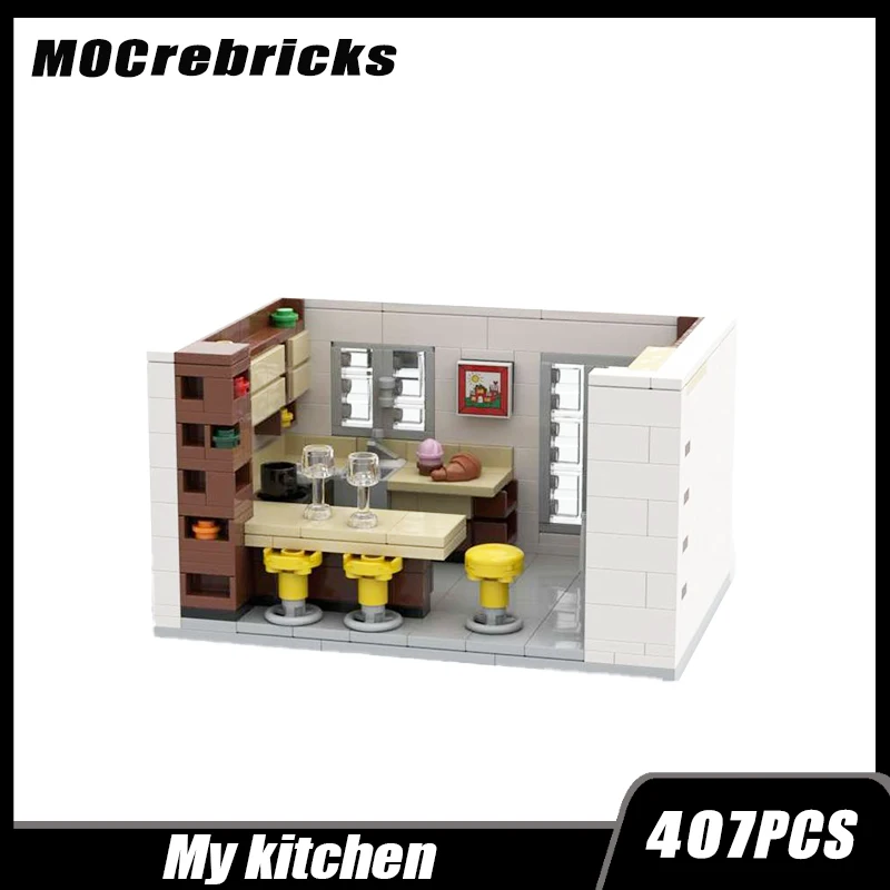 MOC-48078 Modern Building Modular My kitchen Building Block Assembly Model Brick Toy regali per bambini