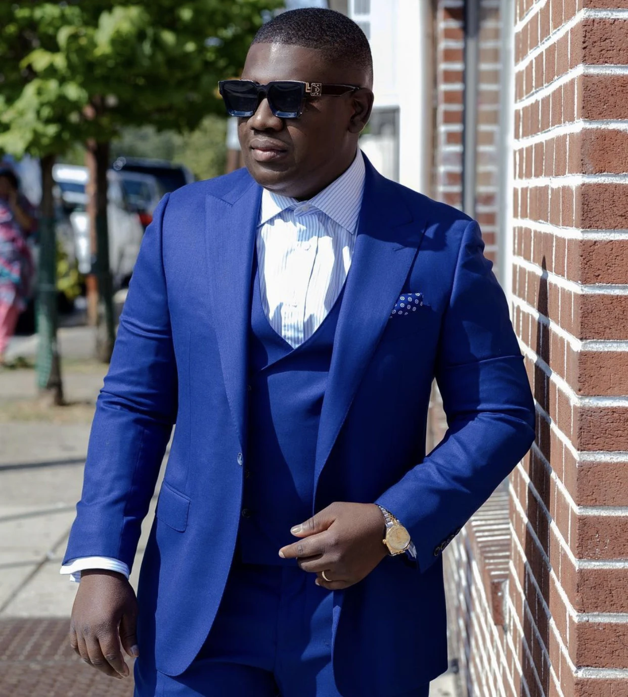 

Royal Blue Wedding Tuxedos Mens Groom Bridegroom 3 Pieces Set (Jacket +Vest+Pants ) Groomsmen Formal Business Blazers