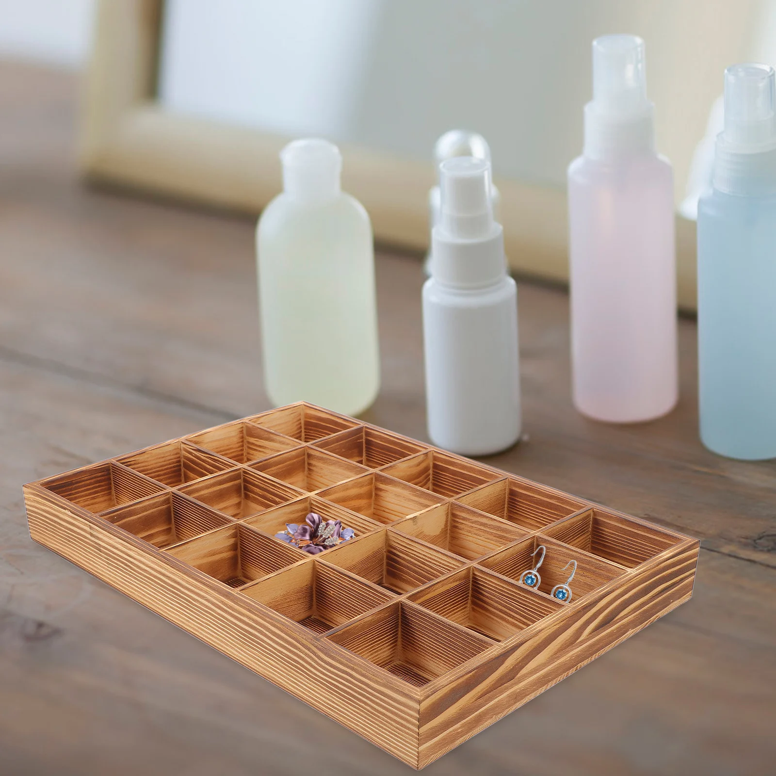 

20-Section Wooden Drawer Organizer for Underwear Socks Ties Belts Lingerie Storage Box Closet Bedroom Vanity Tabletop