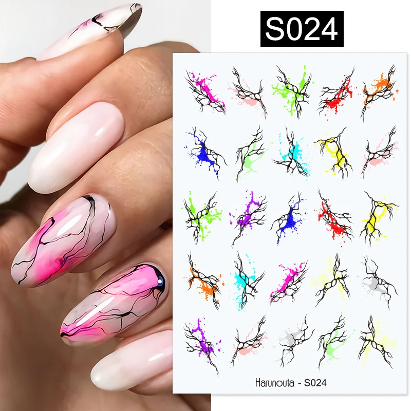 Marble Nails Stickers Smoke Design Manicure Decals Golden Wave Lines Nail Slider Blooming Ink geometric lines Sticker