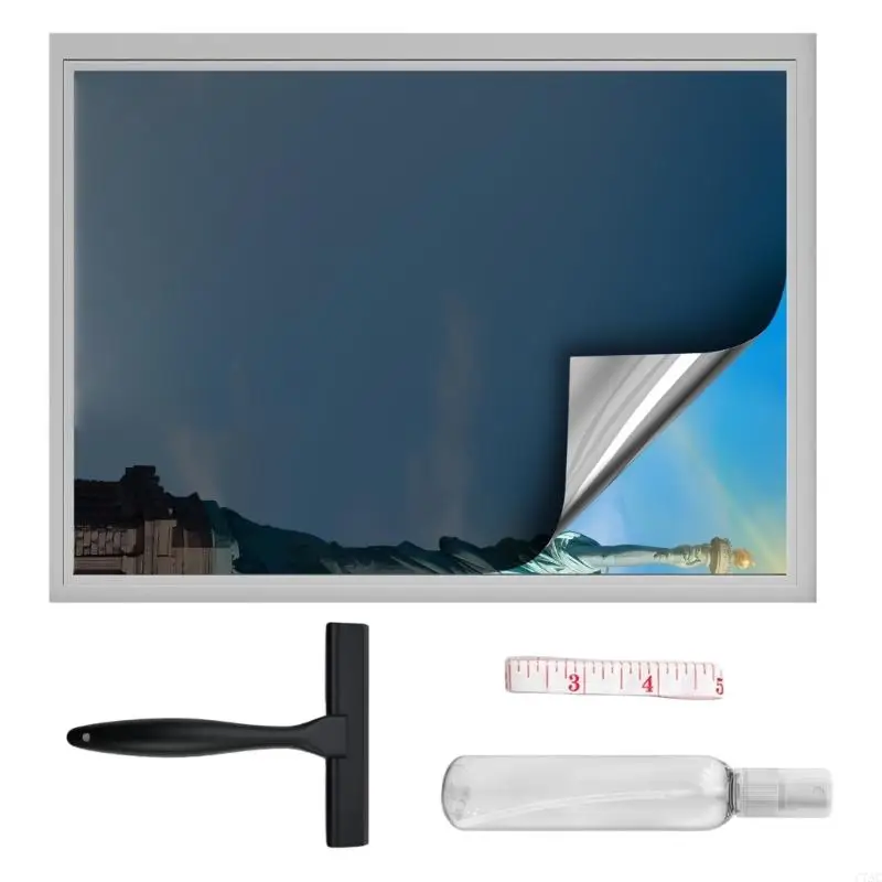 Fixed Window Covering 60x200cm Dark Blue Silver Shade Delivers 99% Sun Prevention And 85% Warmth Reduction C7AC