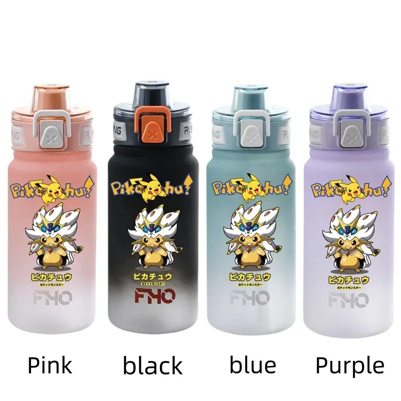 Pokémon 750ml Plastic Anti-drip Water Bottle for Fitness and Sports Drinking Pikachu Children and Students Large Capacity