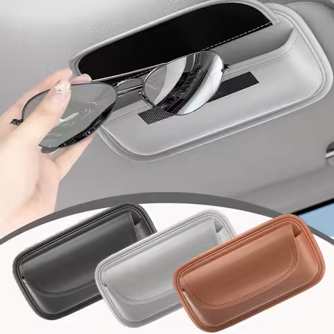 Car Glasses Box PU Leather Portable Car Sunglasses Holder Car Driving Glasses Holder Eyeglass Case Sun Visor Car Lenses Holder