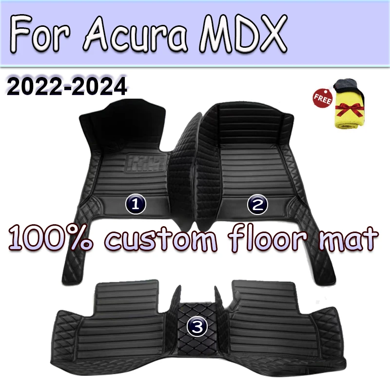 

Автомобильные коврики для Acura MDX YD8 YD9 YE1 2022 2023 2024, 7-местные кожаные коврики, коврик, автомобильные аксессуары