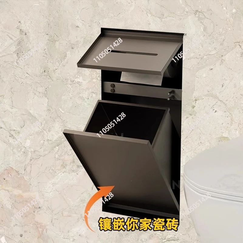 

Hidden Stainless Steel Niche Embedded Trash Can Toilet Side Tissue Box Wall Cabinet