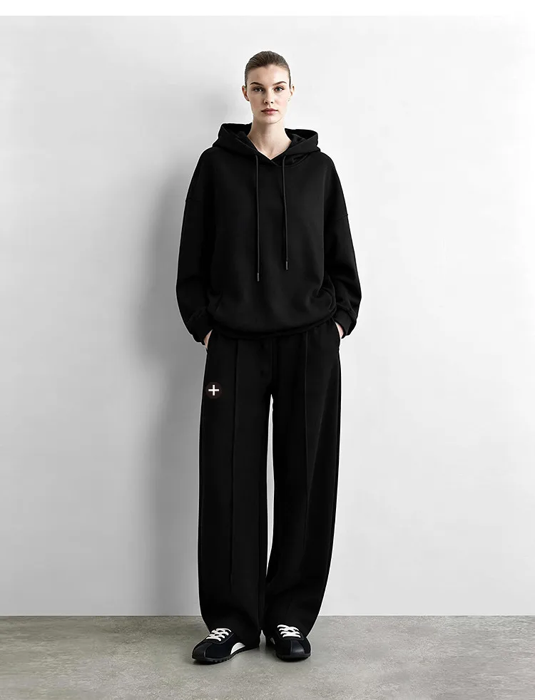 Amii Hooded Pullover Sweatshirt Drawstring Drop Shoulder Loose Fit Slimming Casual 2026 Winter Women's Clothes 12624037