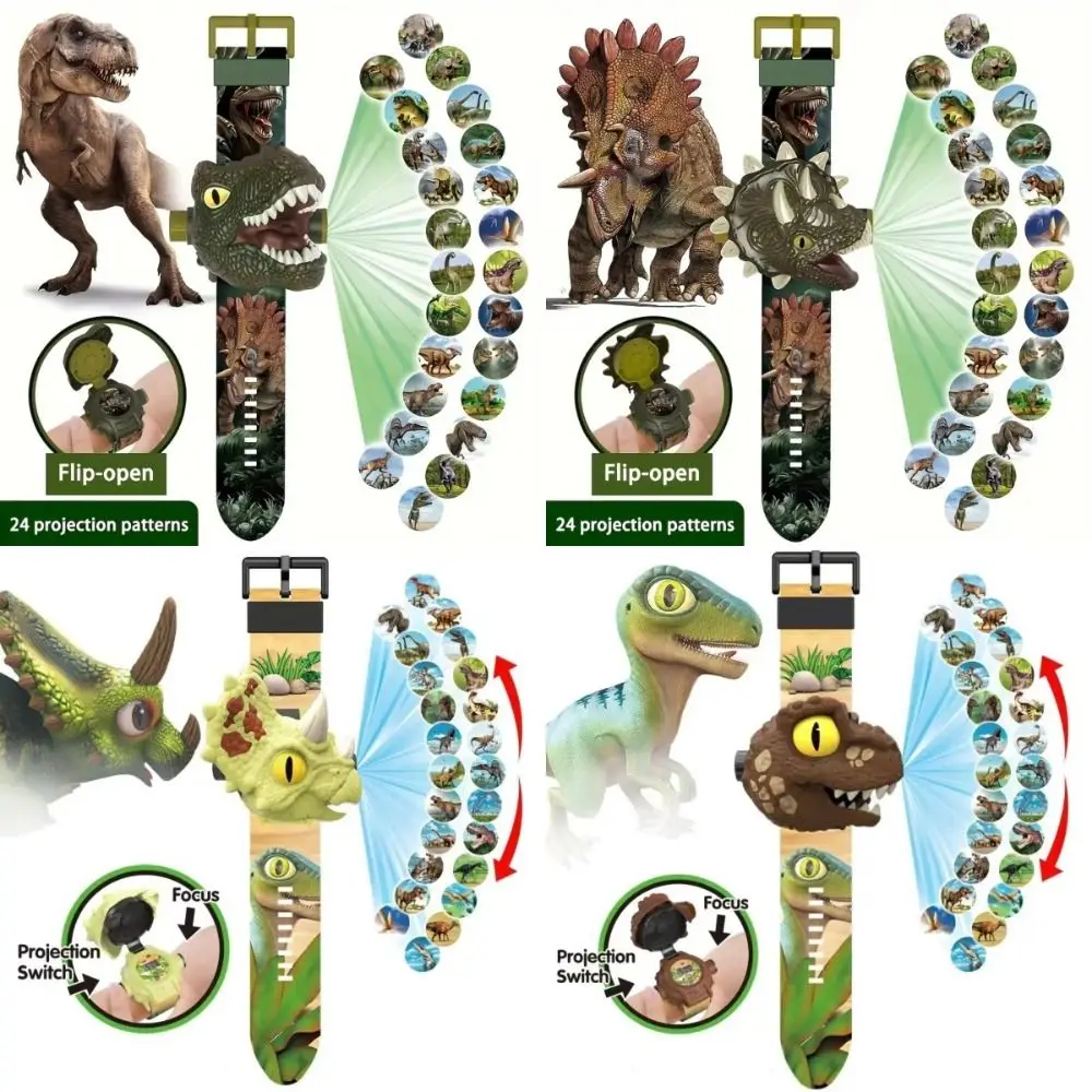 Creative 3D ไดโนเสาร์การ์ตูนของเล่นนาฬิกาพลิก 24 โปรเจคเตอร์นาฬิกาเด็ก Luminous นาฬิกาดิจิตอลนาฬิกาอิเล็กทรอนิกส์ของเล่นเด็ก