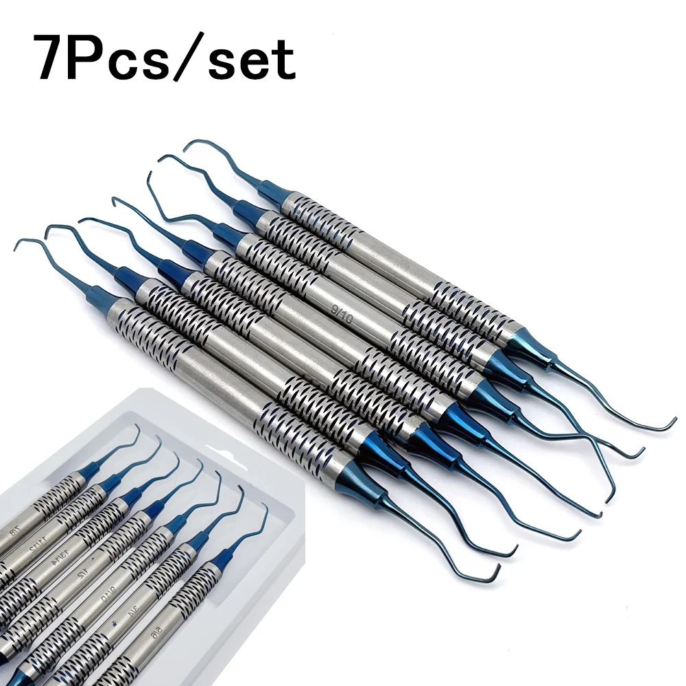 Dental Tooth Cleaning Scaler Manual Use Professional Gracey Curette Periodontal Bone Curettes Perio 7Pcs Dental Tooth Cleaning