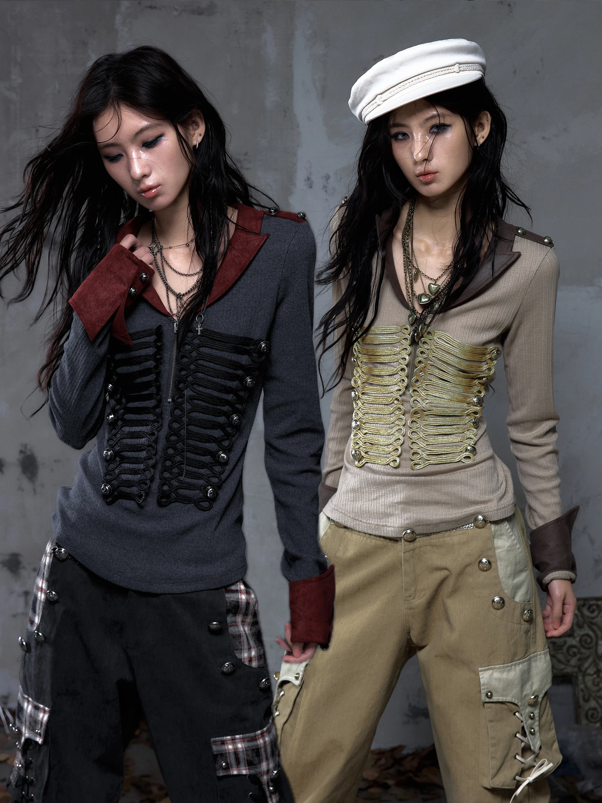 

Женский модный зимний топ в стиле ретро-панк с V-образным вырезом, облегающий, вязаный, с длинным рукавом, на молнии