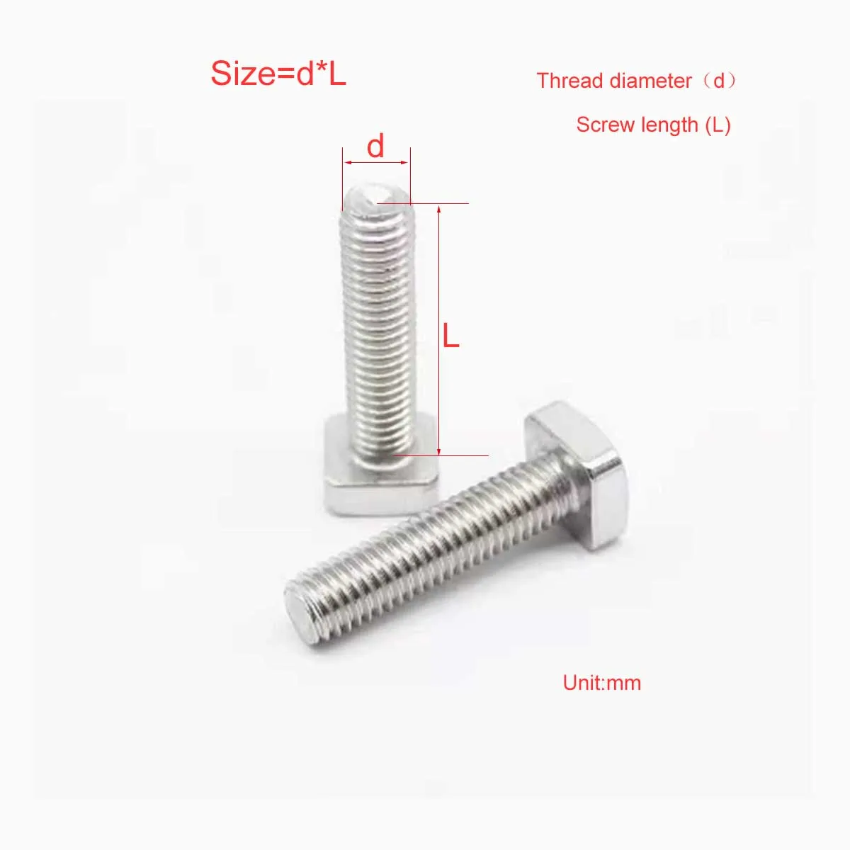 

304 Stainless Steel Square Head Screw Bolt/Square Head Screw M8