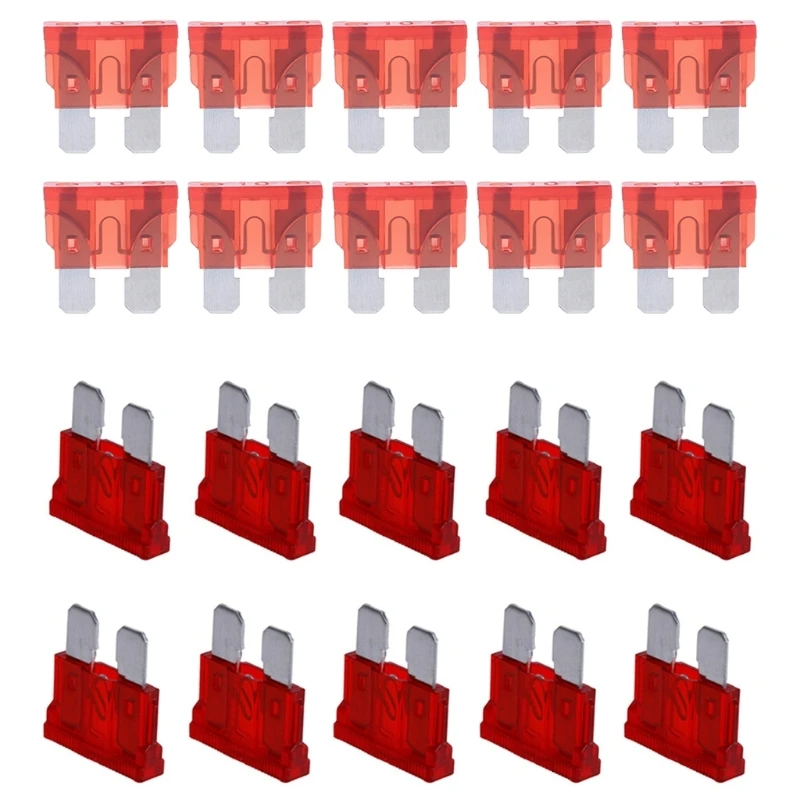 10 Pieces ​Blade-type Automotive Replacement Fuses 10A Car Rv Standard Fuses for Marine, RV, for Camper, Boat, Drop Shipping