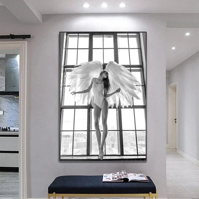 Naked Ballerina Angel Wings Woman Canvas Painting Modern Popular Poster Bedroom Living Room Home Decoration Mural(No Frame)