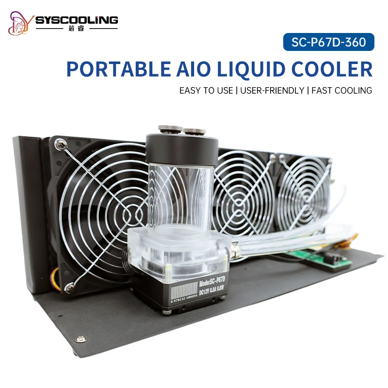 SYSCooling Portable Industrial 360mm Water Cooling Kit with Radiator Pump Fan for 3D Printers Lasers LEDs PCs and Laptops
