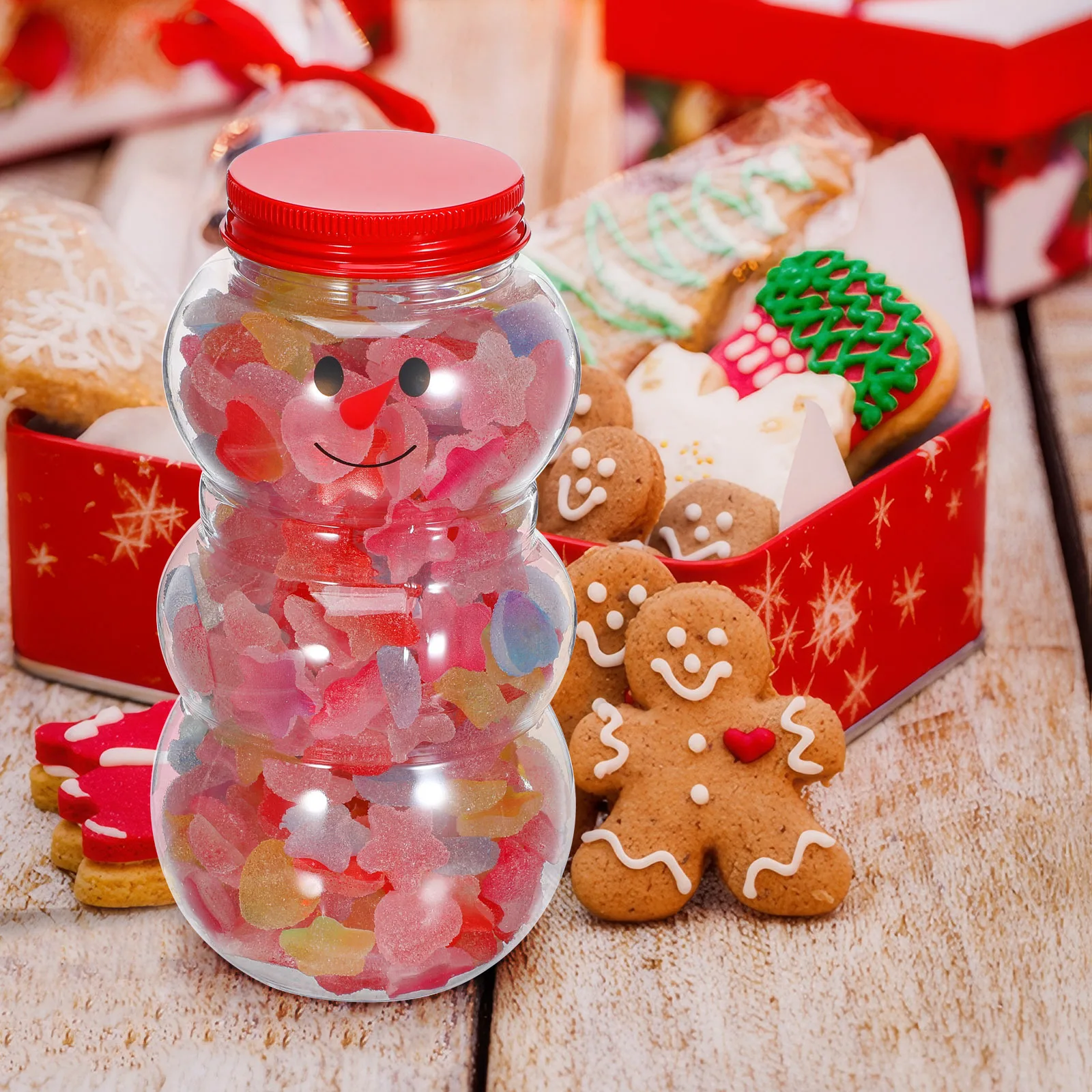 

10pcs Portable Beverage Bottles Pet Snowman Juice Containers Flat Bottom For Milk Tea Fresh Juice Outdoor Party Gift Use