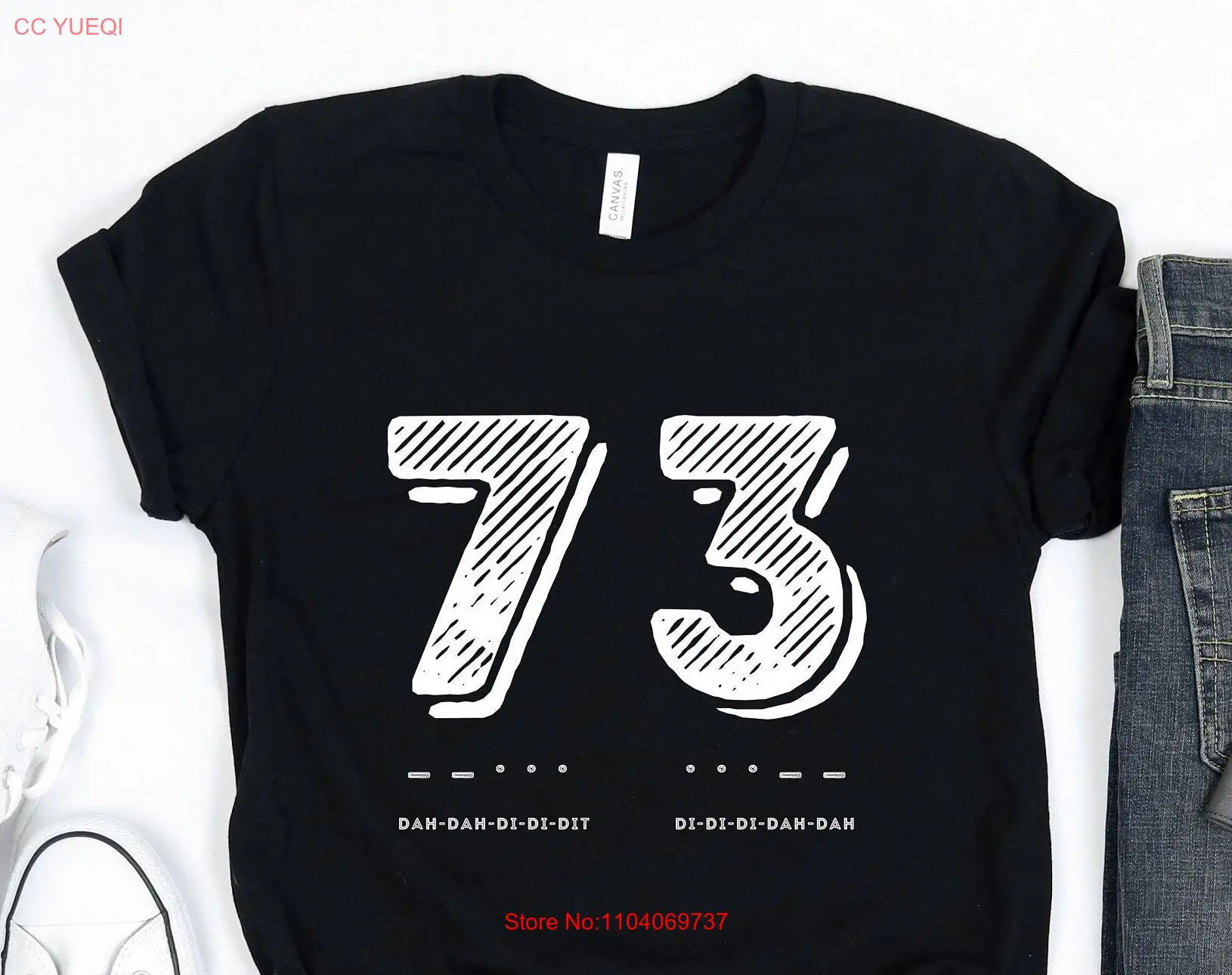 73 Best Regards Morse Translation T Shirt CW radio operator gift HAM Amateur  Print on demand long or short sleeves