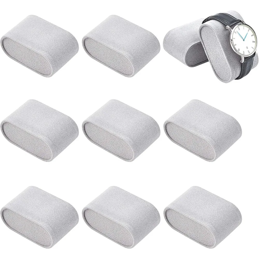 

12 Pieces 2.8 x 1.7 Inch Velvet Small Bracelet Watch Pillow for Watch Box Jewelry Display Storage Case (Darkgray)