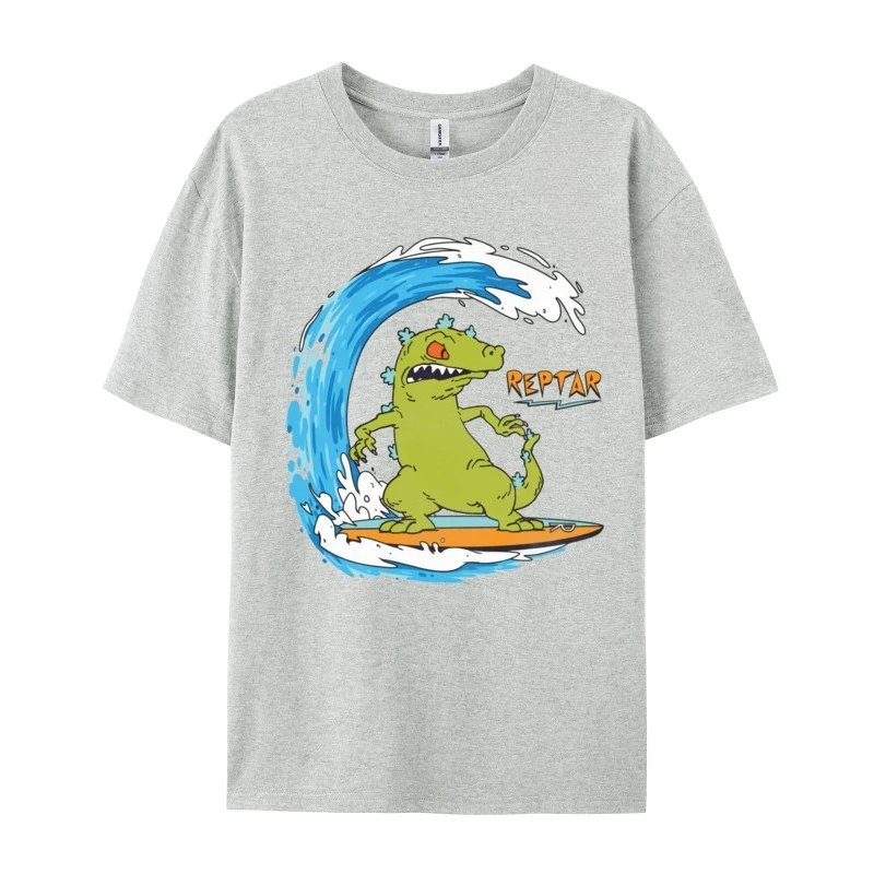 Rugrats تصفح Reptar عادية مطبوعة تي شيرت غير تقليدي طاقم الرقبة بلايز قمصان قسط القطن الشباب الطباعة تيز شحن مجاني