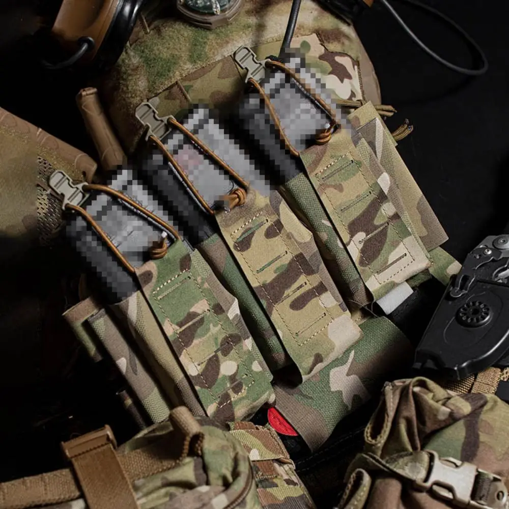 

ARC 5.56 Triple Magazine Pouch Panel Double-Layer Quick-Release Side Light Stick Holes Compatible with 2.5cm Buckle Vest