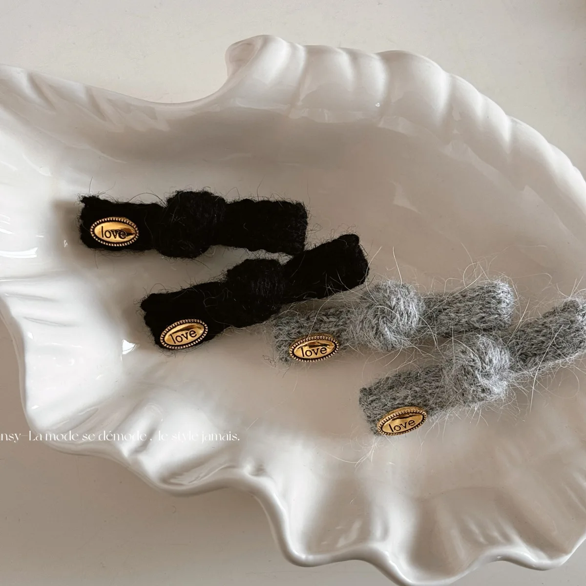 Hair Clip Knit Bow Gold Label Duckbill Comfortable Non Slip Side Bangs Holder Lightweight Durable for Daily Home Travel Office
