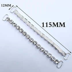 Reinforcement 2 Row 2pcs 115mm Crystal Rhinestone Bikini Connectors Buckle Metal Chain For Swimming Wear Bikini Decoration