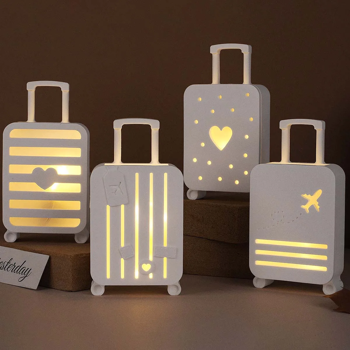 Creativity Suitcase Gift Box Mirror Silicone Mold DIY Handmade Hollow Lamp Silhouette Casting Molds Plaster Resin Craft Making view 2