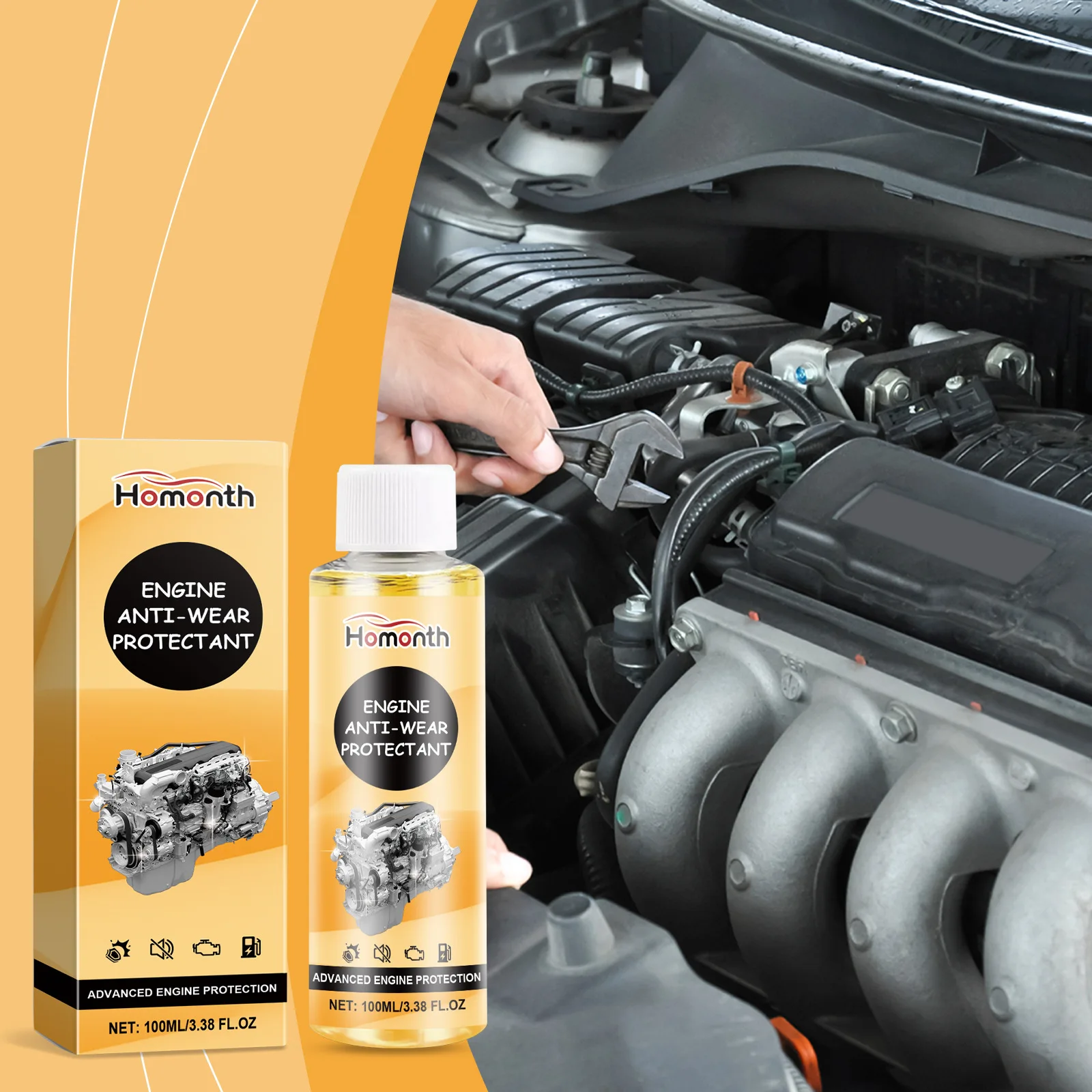 

Engine Oil Additive 100ml - Anti-Wear Protector Reduces Noise & Friction, Helps Extend Engine Life for Cars & Motorcycles