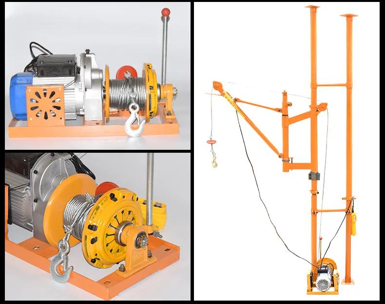 For 220V Indoor Electric Hoist Small Lift Feeding Machine with Separate Column Bracket Full Set Household Heavy Duty Lifting