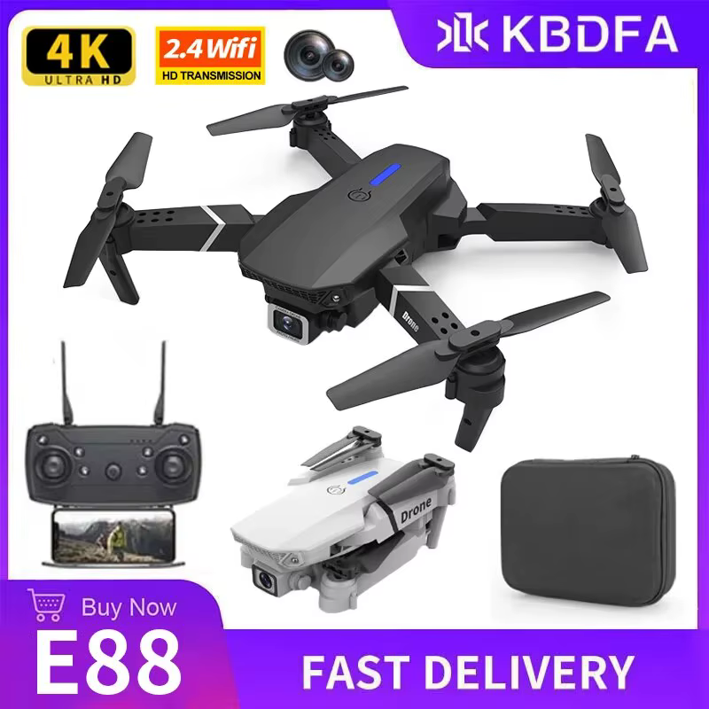 Kdbfa 2024 חדש e88 pro wifi fpv זווית רחב hd 4k 1080p גובה מצלמה גובה להחזיק rc foldable quopter dron מסוק צעצועים מתנה