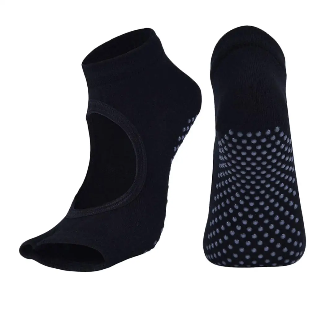 Gym Sport Yoga Socks Cotton Half Toe Non Slip Grip Socks for Barre Dance Martial Arts and Pilates