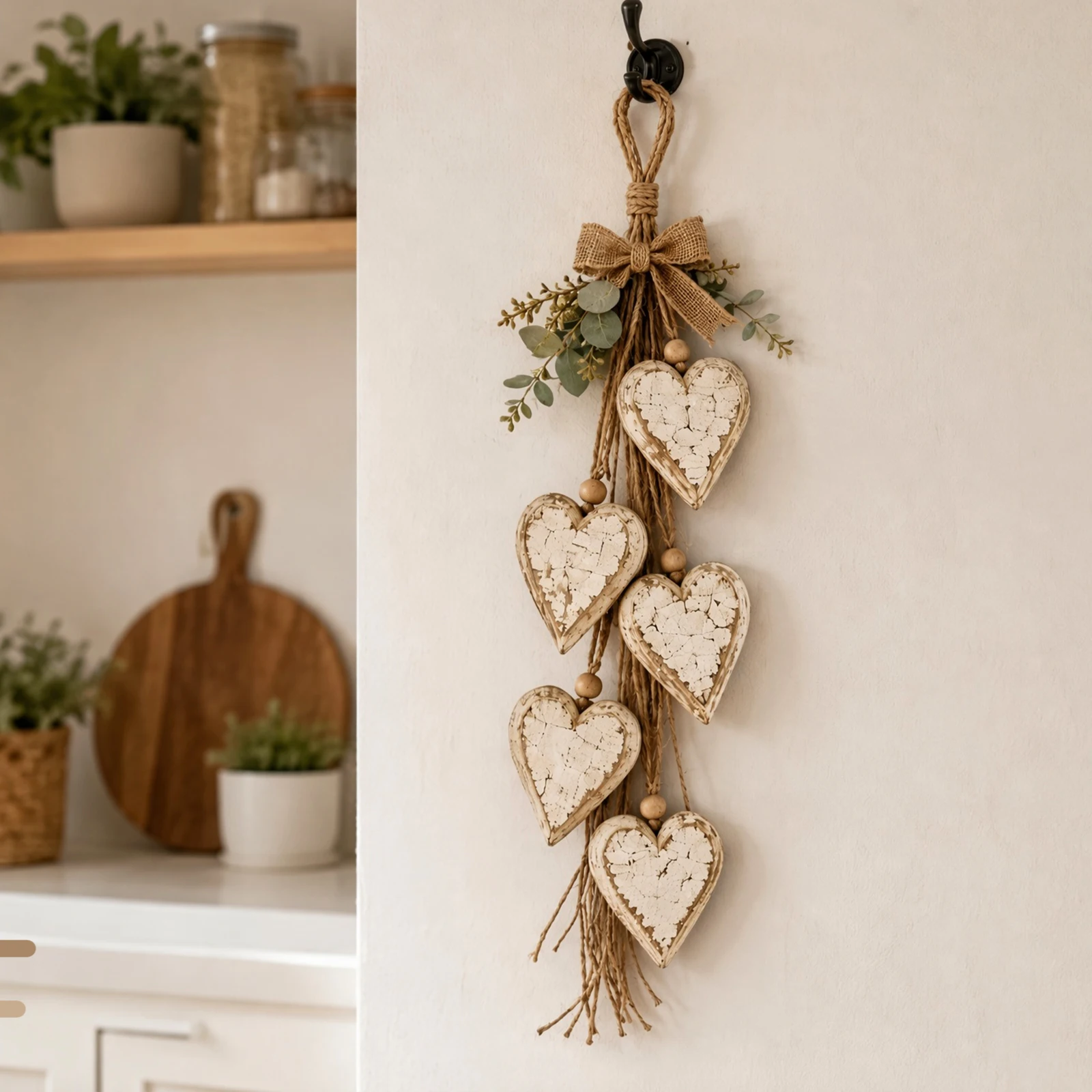 Heart Wall Hanging Ornament Vintage Farmhouse Wreath Decor for Front Door Bedroom Entryway