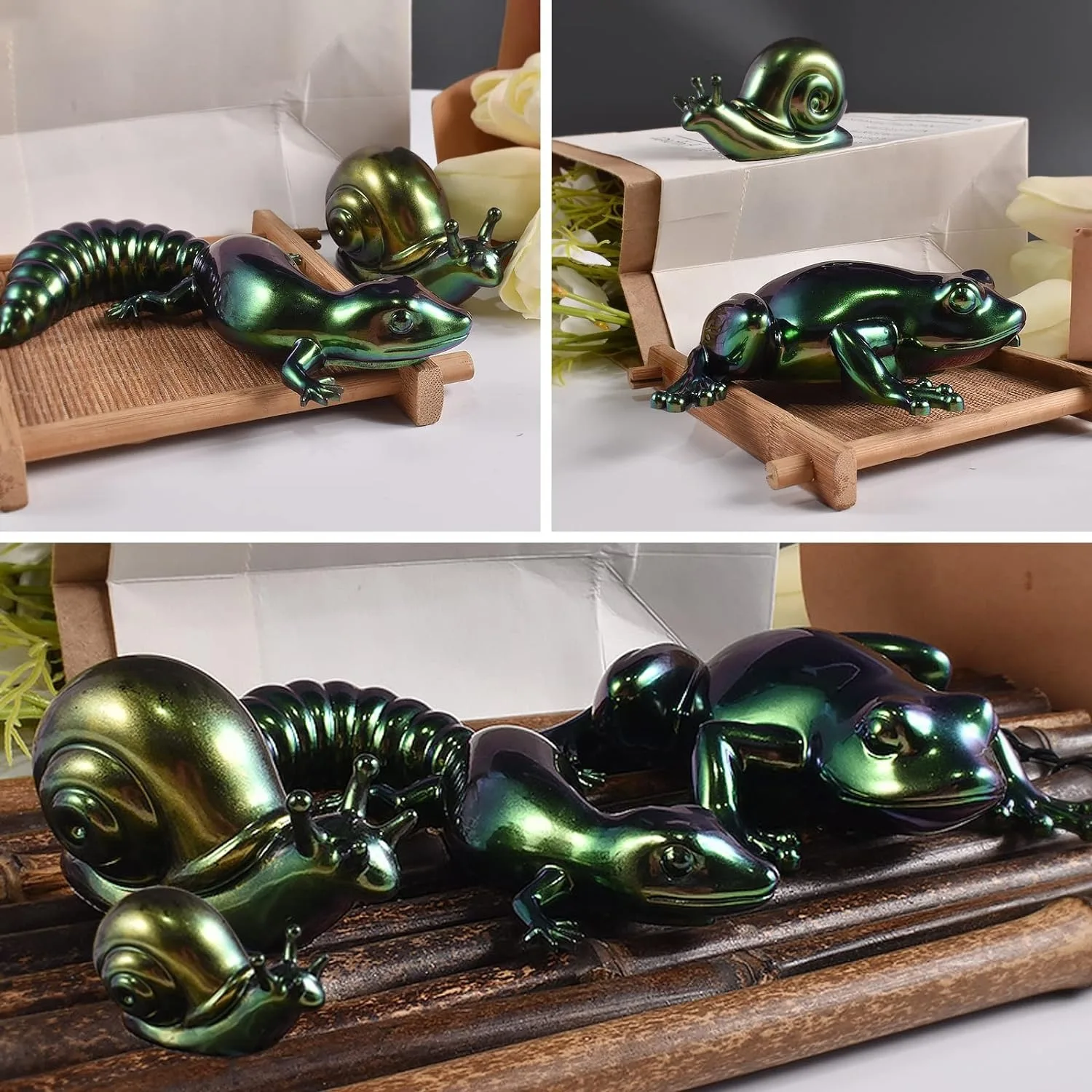 Molde de resina Epoxy de cristal DIY, Rana de Pascua, lagarto, Caracol, adorno de Animal PEQUEÑO, molde de silicona