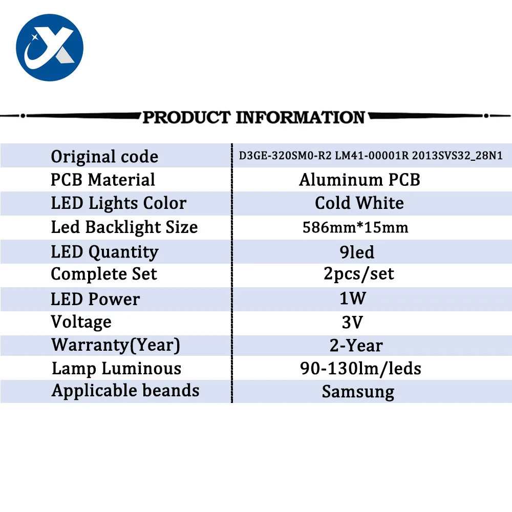 Samsung 32fh LEDバックライトストリップ,D3GE-320SM0-R2 ua32fh4003r ue32eh4003w lh32edcpl hg32ab460g un32eh4003,2個