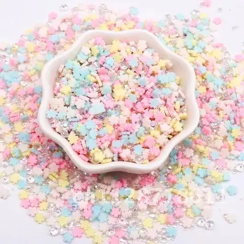 Crafts Supplies Slime Filling Nail Art Polymer Clay Slices Romantic Themed Fake Shell Clay Slices Sakura Pearls Mixed Sprinkles