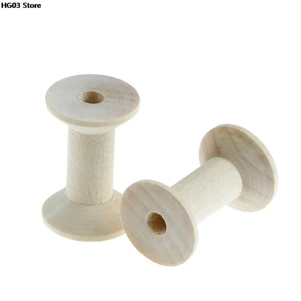 10pcs 31mm Empty Wooden Bobbins Spools Thread Sewing Machine Crafts Wire Natural Color Needlework for Sewing Ribbons Twine Craft