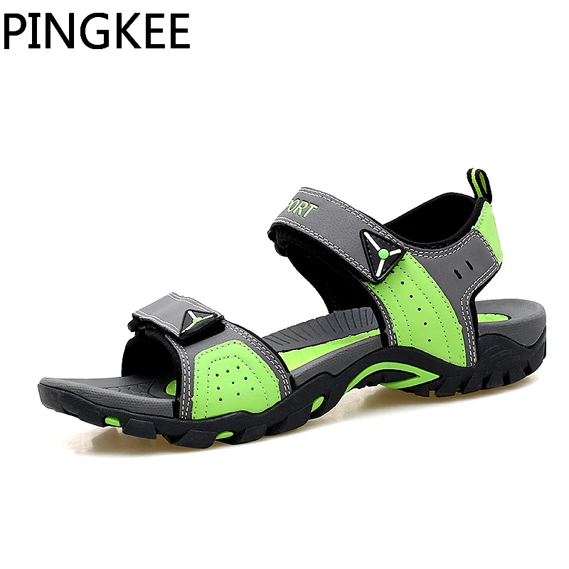 PINGKEE Super Lightweight Men\'s Summer Open Toe Lace Lock Water Aqua Webbing Lining Cross Strap Man Summer Beach Sandals For Men