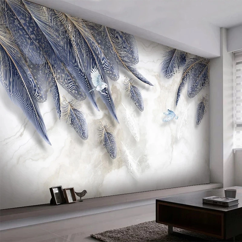 Customized Photo Wallpaper 3D Feather Marble Mural Creative Art Decor Living room TV background wall bedroom restaurant Hotel 8d