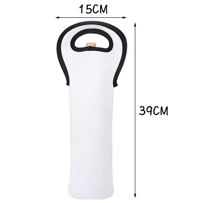 10PCS Sublimation Thermal Neoprene Wine Bag Blank Heat Press Cold-proof Anti-fall Large Wine Bottle Cover Bag For Hot Transfer