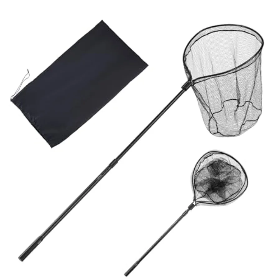 

Fishing Net Landing Nets with Telescopic Handle Portable Lightweight Stronger 6063 Aluminum Fish Gear Nylon Covered PVC Durable