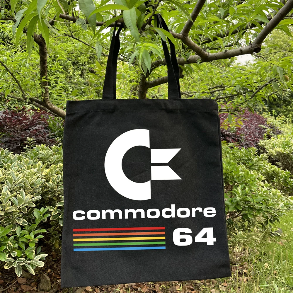 Commodore 64 Print Canvas Bag Gift AD Bag C64 SID Amiga Canvas Shoulder Bag Lightweight Shopping Bag Durable School Bag Tote Bag