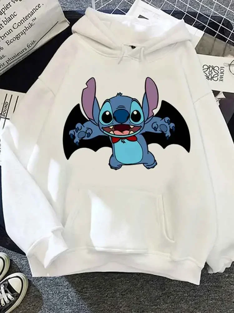 Cartoon Hoodies Women Kawaii Lilo Stitch Graphic Hoodie Streetwear Funny Unisex Hooded Clothing Tops Anime Sweatshirts Female