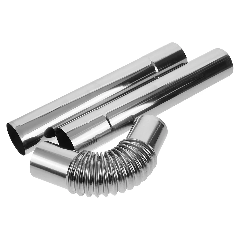 1 set 1 Set Stainless Steel Flue Chimney Pipe High Temp Resistant Wood Stove Fireplace Exhaust Extension Easy Install