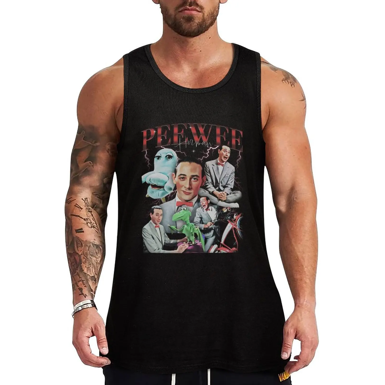 

Peewee Herman Collage Tank Top T-shirt sports basketball clothing sports suits Fitness men clothing