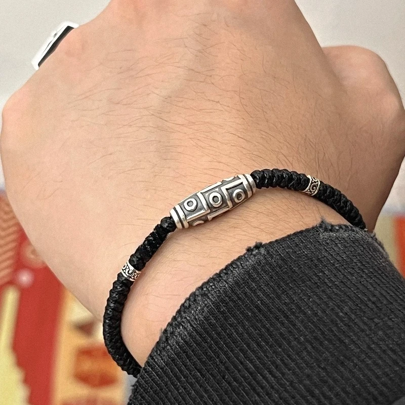

Dzi Bead Bracelet Boys Guochao New Chinese Niche Design Hand Rope Adjustable Jewelry