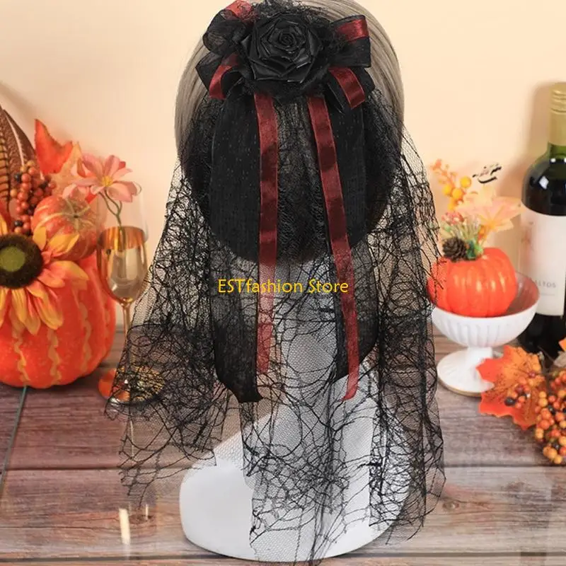 Y5GC Fashion Dark Bows Veil For Stage Performances And Festives Occasion