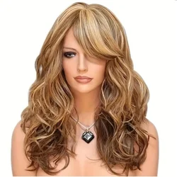 Long Wavy Ombre Brown Blonde Light Blonde Platinum Long Wavy Hair Wig Cosplay Natural Heat Resistant Synthetic Wigs