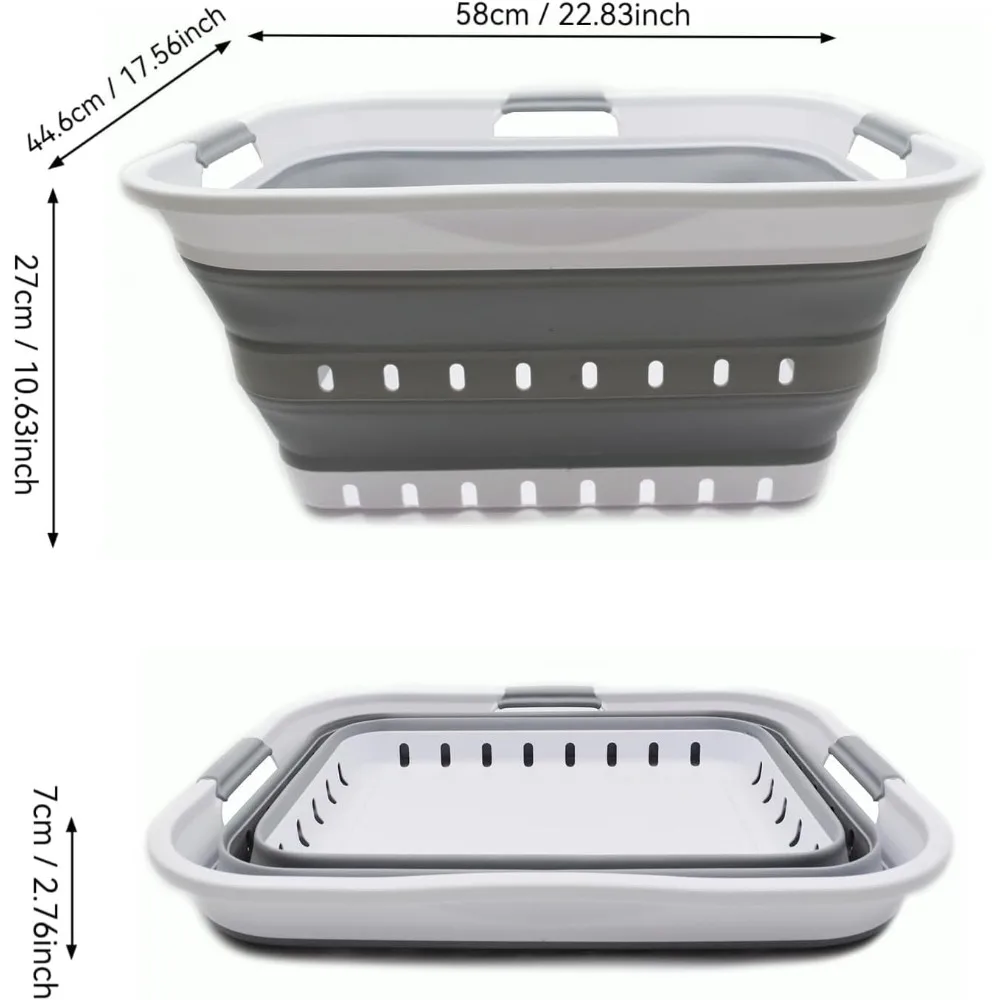 Cesta de lavanderia dobrável de 42L (11 galões) - Recipiente/organizador de armazenamento dobrável - Cesto/cesta que economiza espaço